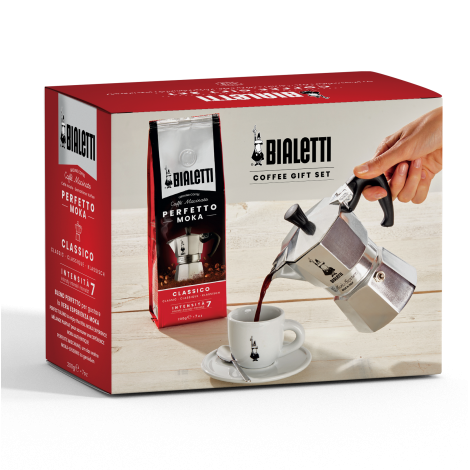 Bialetti Moka Express 3 + kávé (ajándékdoboz)