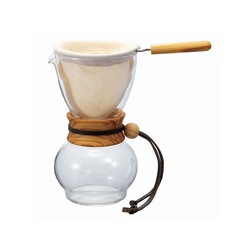 Csepegtető edény Hario Woodneck Olive Wood 4 csésze