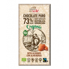 Solé csokoládé - 73%-os bio étcsokoládé mandulával 150g
