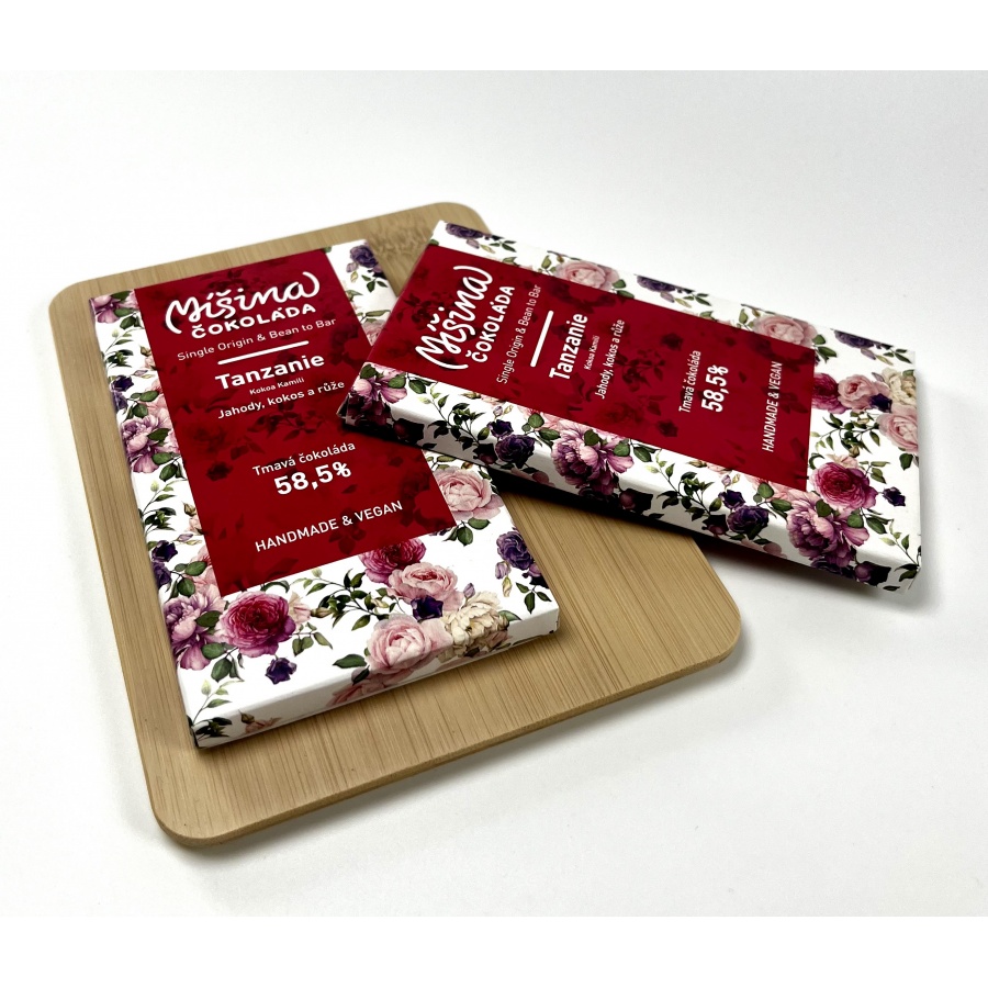 Csokoládé Vegyes csokoládé, Tanzánia Eper, kókusz, rózsa 58,5%