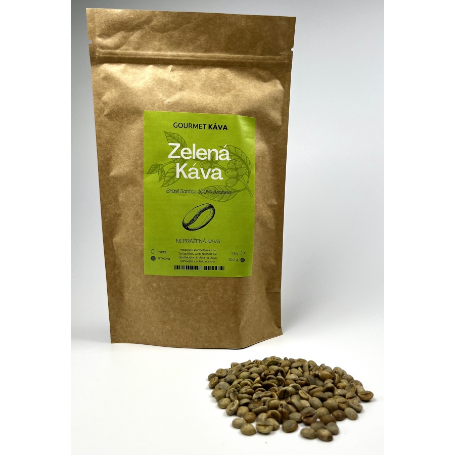 Zöld kávé 100 g, pörköletlen zöld kávé, bab formájú