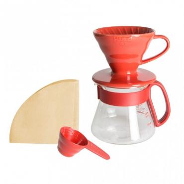 Hario Pour Over Kit kerámia V60-01 piros