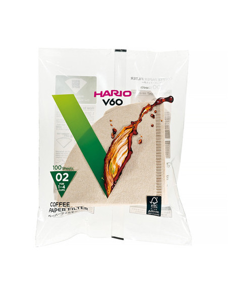 Hario V60-02 100 db, fehérítetlen papírszűrő (VCF-02-100M)