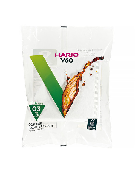 Hario V60-03 papírszűrők 100 db, fehér (VCF-03-100W)