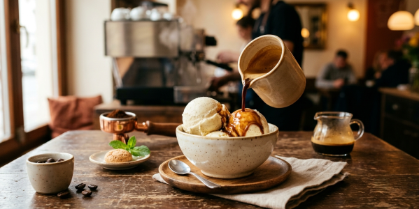 Az affogato kávé elkészítése