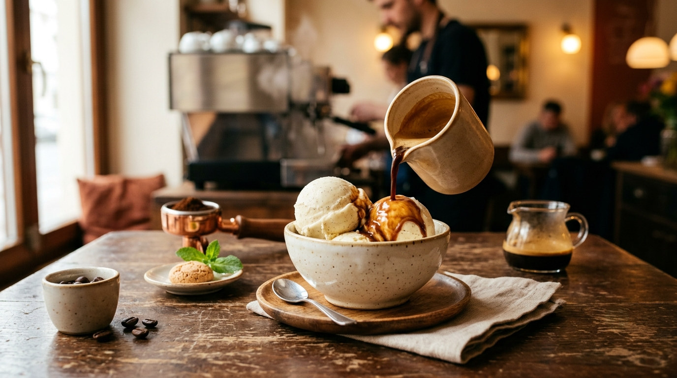 Az affogato kávé elkészítése