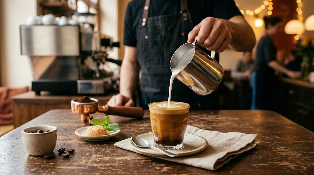 A cortado kávé elkészítése